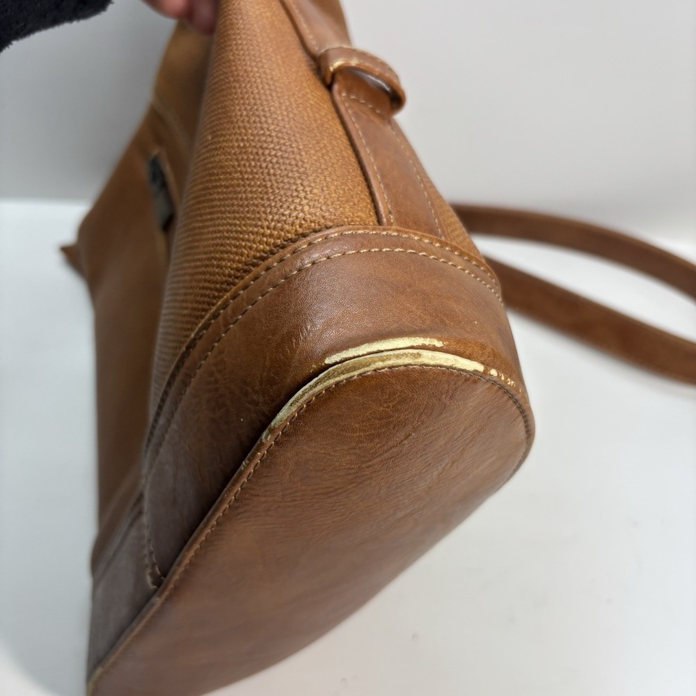 S-Q Vegan Leather Crossbody Bag Brown Shoulder Purse Zip Closure Casual Chic - Picture 11 of 13
